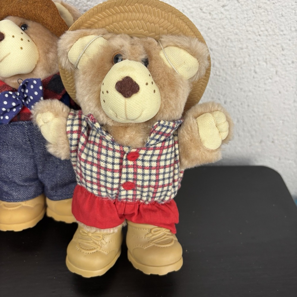 Vintage 1986 Wendys Furskins 7" Teddy Bear Plush Set Of 3 Bears Xavier Roberts - Picture 3 of 12